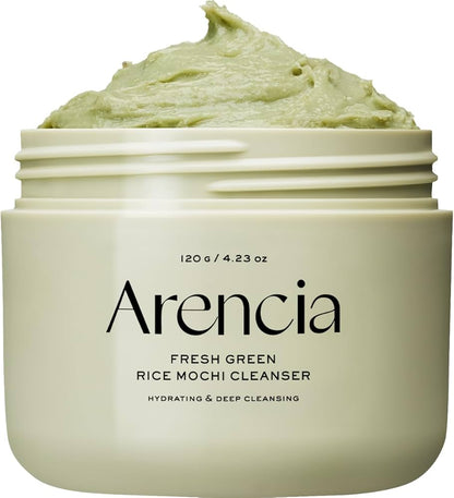 Arencia Fresh Green Rice Mochi Cleanser – limpiador suave con arroz verde.
