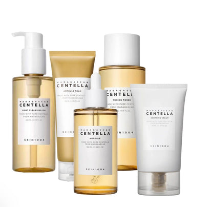 Set SKIN1004 Madagascar Centella de 5 pasos para piel sensible, rutina calmante y reparadora.