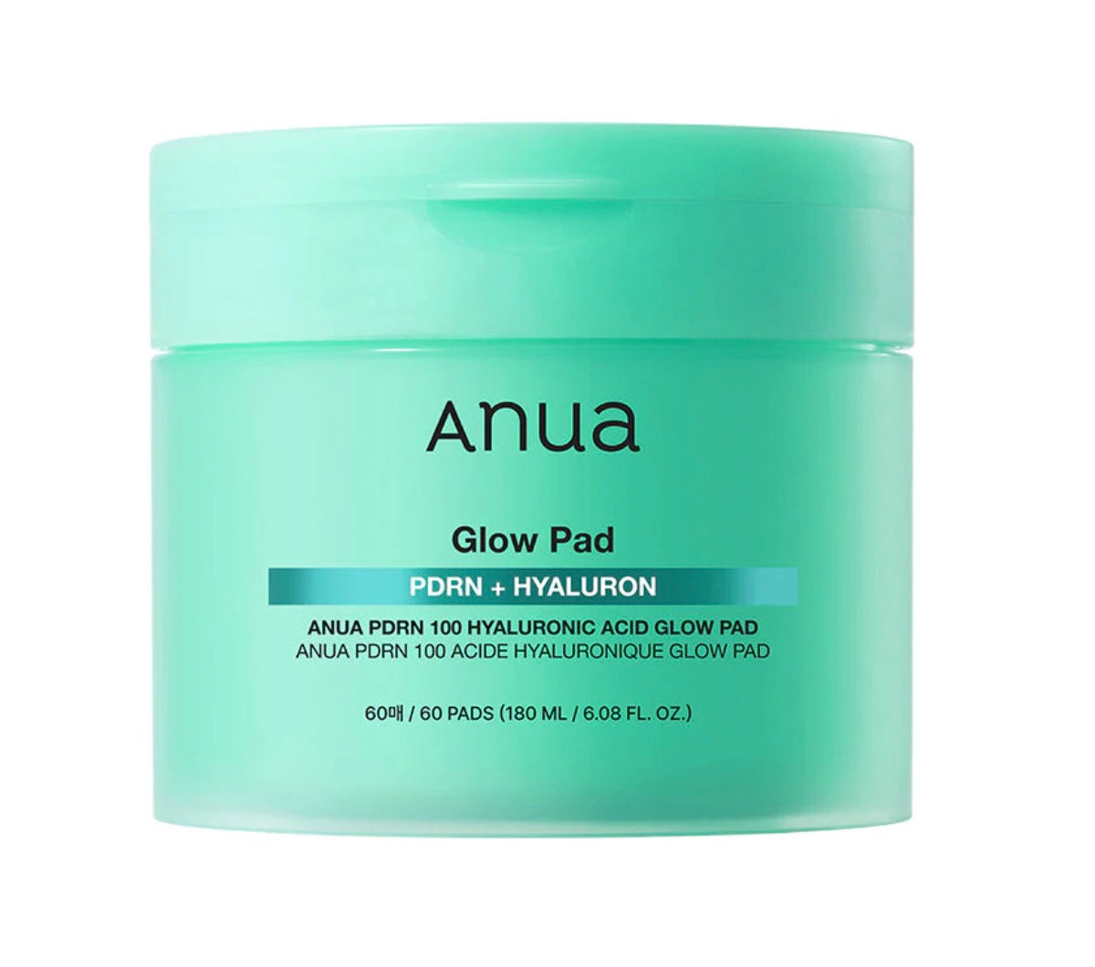 Almohadillas Anua PDRN 100 Hyaluronic Acid Glow Pad en su envase.