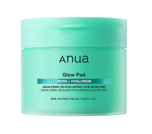 Almohadillas Anua PDRN 100 Hyaluronic Acid Glow Pad en su envase.