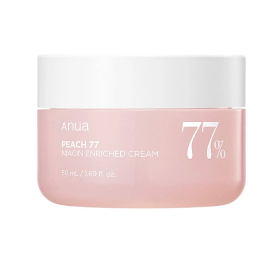 Crema Anua Peach 77 Niacin Enriched Cream en su envase sobre fondo neutro.