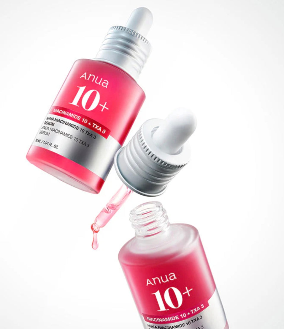 Presentación del Anua Niacinamide 10% + TXA 4% Serum – botella y diseño del producto.