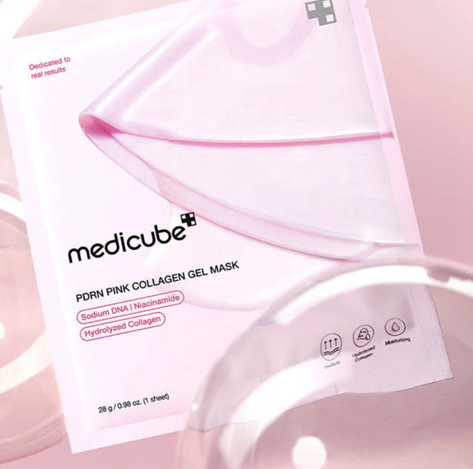 Presentación de la Medicube PDRN Pink Collagen Gel Mask – sobre y contenido.