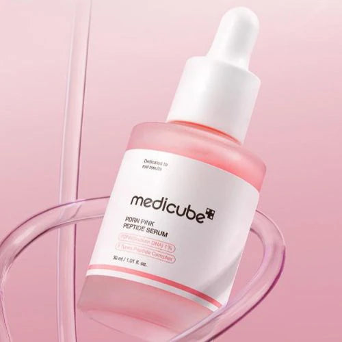Medicube PDRN Pink Peptide Serum – lightweight firming serum in sleek dropper bottle
