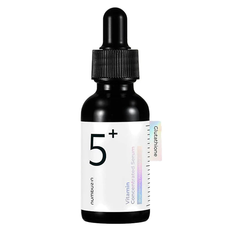 Numbuzin No.5 Vitamin Concentrated Serum – brightening multivitamin serum in glass dropper bottle
