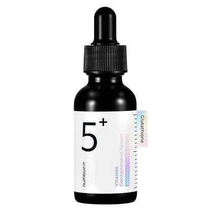 Numbuzin No.5 Vitamin Concentrated Serum – brightening multivitamin serum in glass dropper bottle
